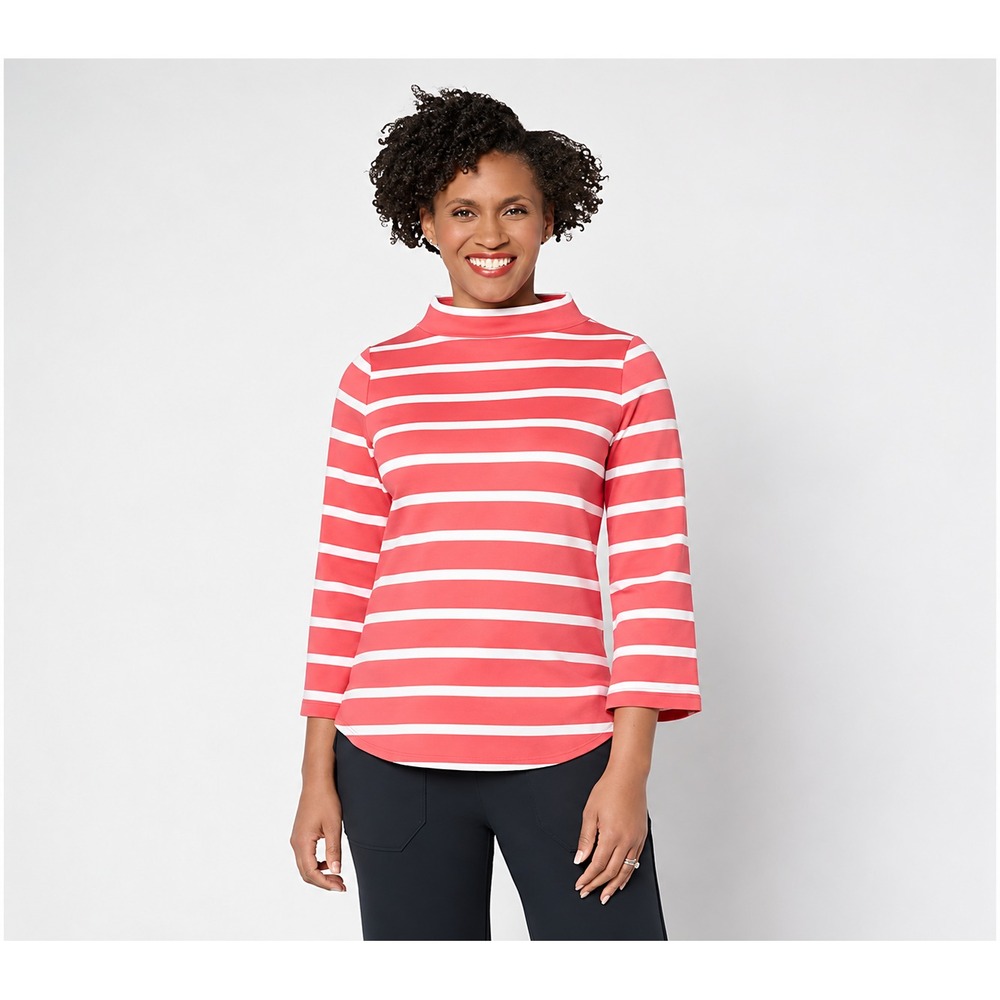 Martha Stewart Signature Reg Skylands Knit Bracelet Sleeve To CranberryStripe,XS
